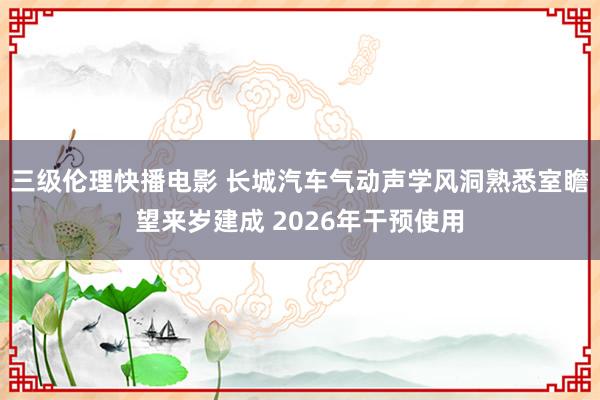 三级伦理快播电影 长城汽车气动声学风洞熟悉室瞻望来岁建成 2026年干预使用