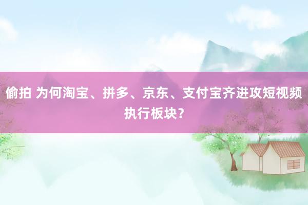 偷拍 为何淘宝、拼多、京东、支付宝齐进攻短视频执行板块？