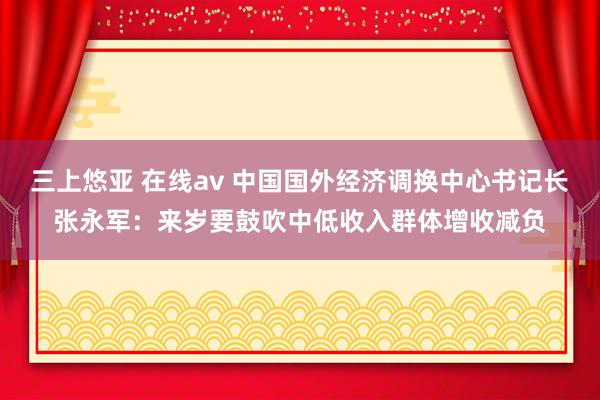 三上悠亚 在线av 中国国外经济调换中心书记长张永军：来岁要鼓吹中低收入群体增收减负